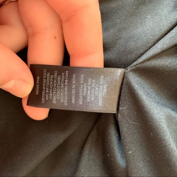 Express Black Fit & Flare Dress with Lace Detail 10 - Picture 9 of 12